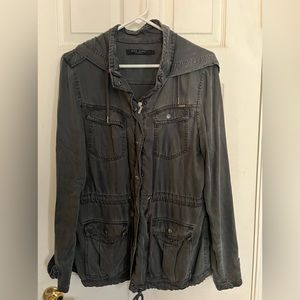 Max jeans gray jacket with hood
